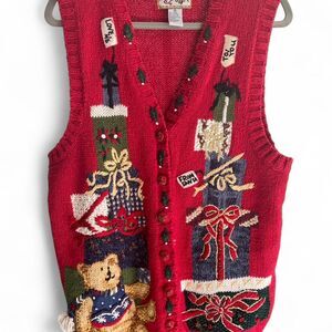 Vintage Heirloom collectibles knit holiday sweater vest size XL